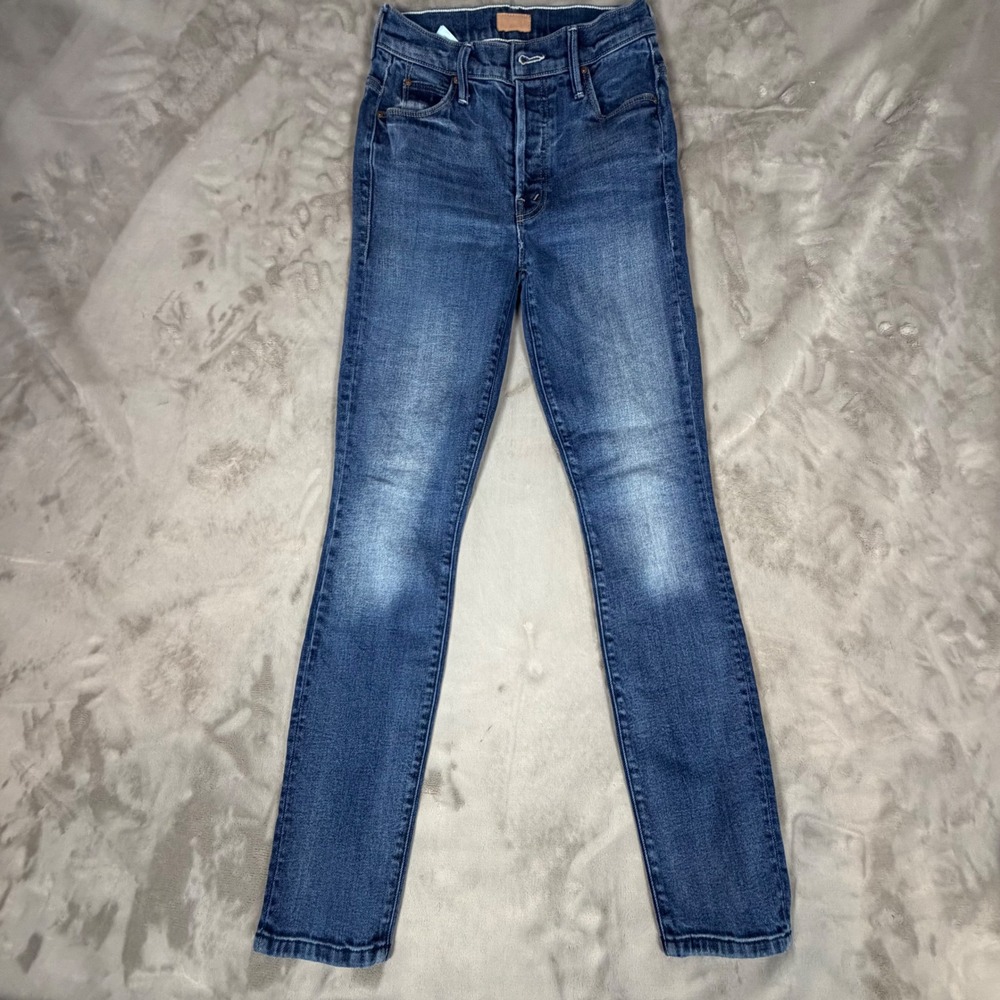 MOTHER The Stunner Skinny Jeans When Lightning Strikes Blue Wash Size 25